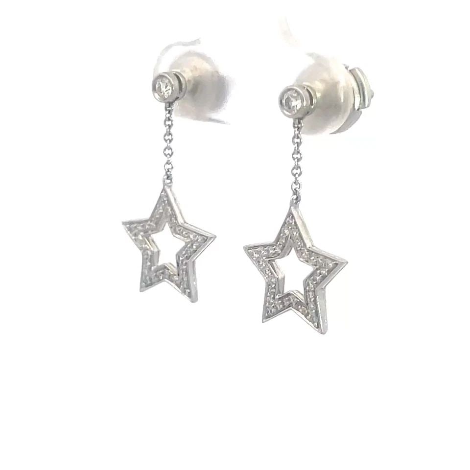 TIFFANY & CO. DIAMOND EARRINGS PLATINUM PAVE SET STAR DANGLE STYLE (1 of 2)