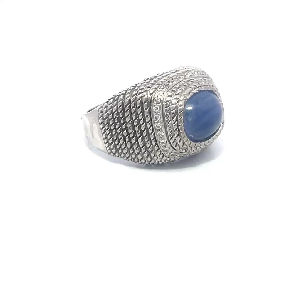 STAR SAPPHIRE DIAMOND GOLD RING 14K WHITE WIRE WRAP SHANK (1 of 2)