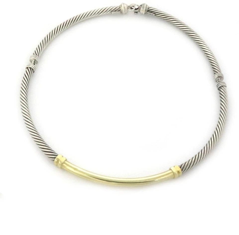 DAVID YURMAN CABLE NECKLACE STERLING YELLOW GOLD 14K WIRE CHOKER (1 of 2)