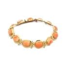 CORAL GOLD BRACELET 18K YELLOW CABOCHON OVAL SET ANGEL SKIN (1 of 1)