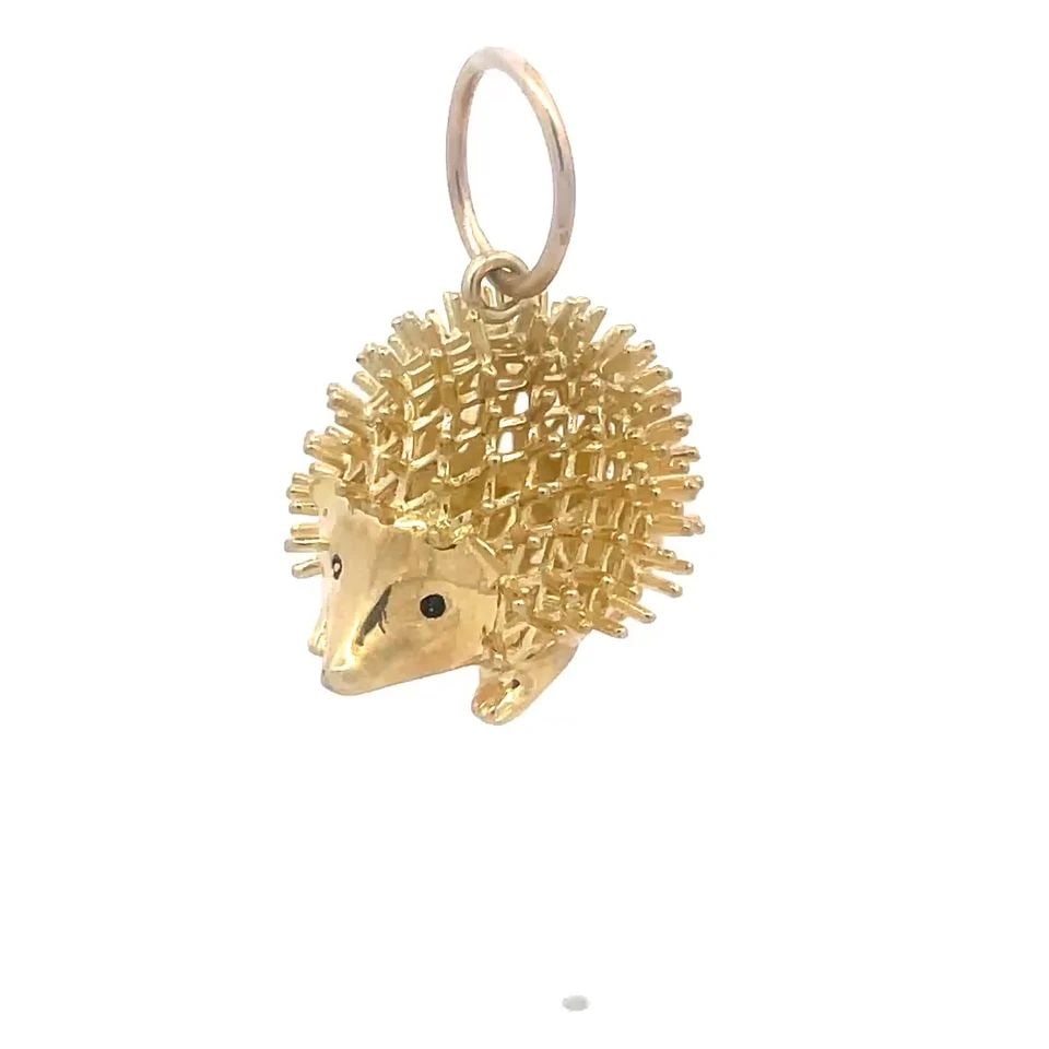 GOLD PORCUPINE CHARM PENDANT 14K YELLOW DOME SHAPE (1 of 2)