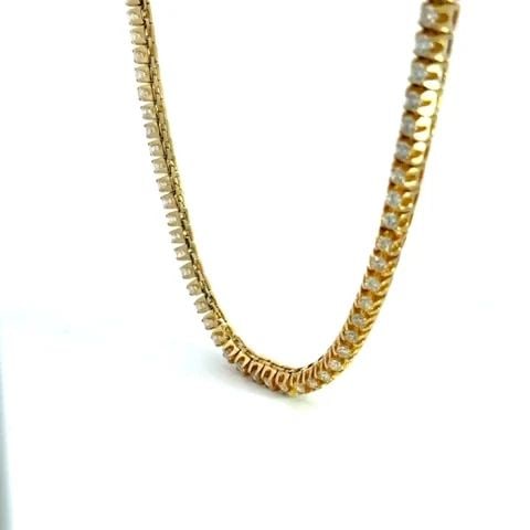 DIAMOND NECKLACE 14K YELLOW GOLD 5MM WIDE LINE TENNIS NECKLACE 27.5" LONG (1 of 2)