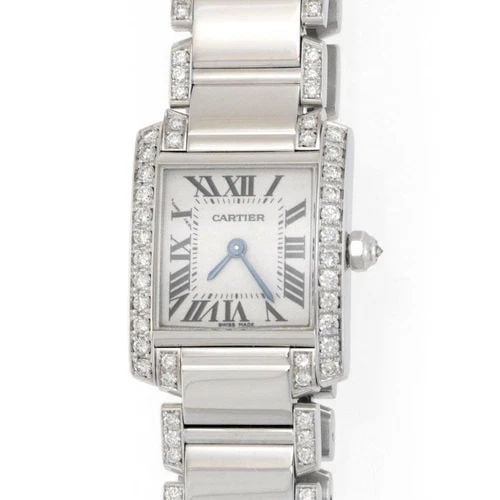 TANK FRANCAISE 2.75CT DIAMOND 18K WHITE GOLD LADIES WATCH DIAMOND BAND (1 of 1)