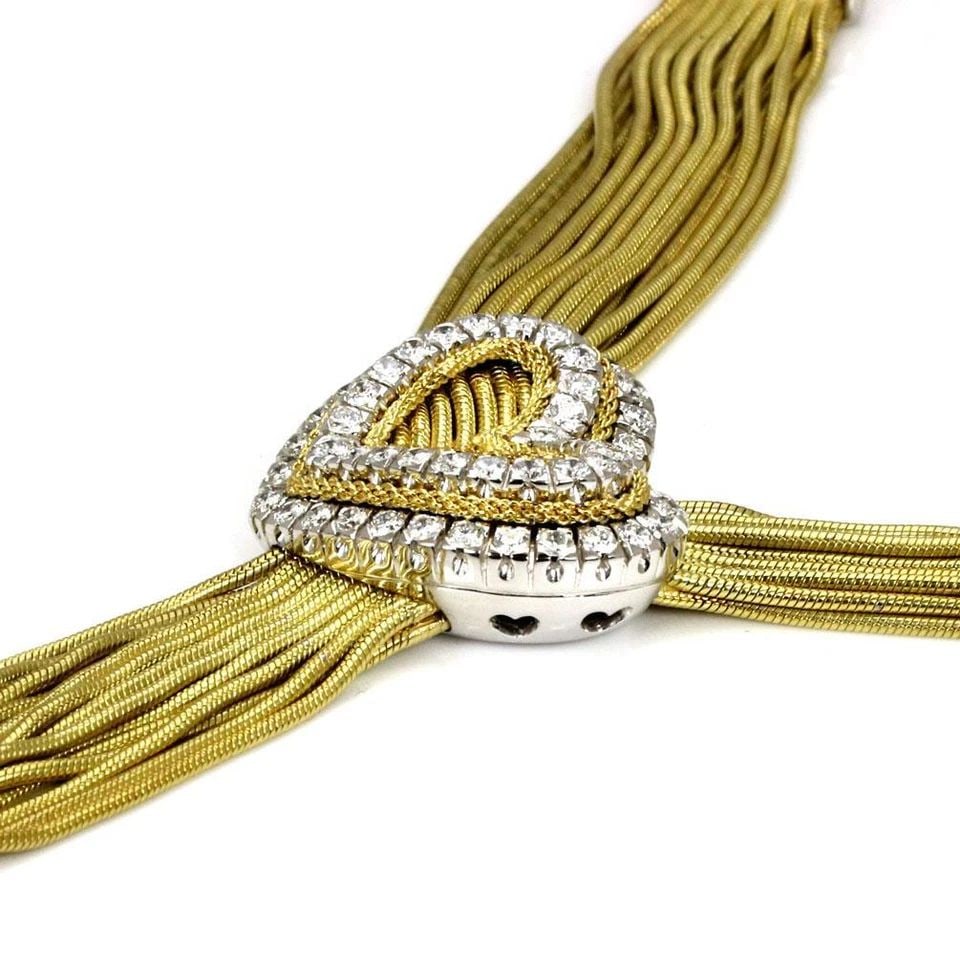 MULTI SNAKE NECKLACE 3 CARAT DIAMOND 18K GOLD CHAIN HEART TASSEL BY HARPO 192GR (1 of 1)