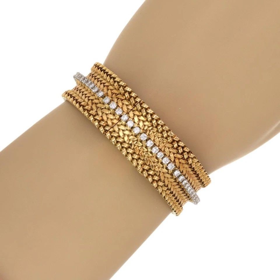 CARTIER LADIES WATCH 3.25CT DIAMOND 18K GOLD WIDE FLEX BAND COVER WATCH VINTAGE (1 of 2)