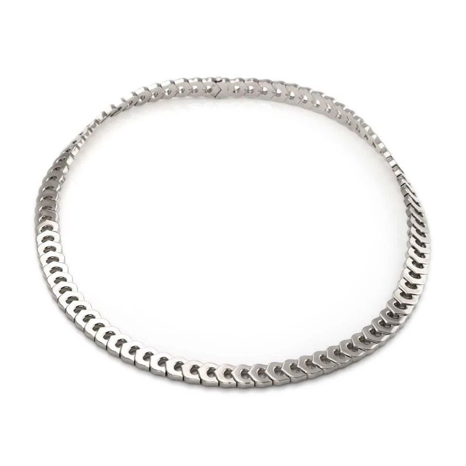 CARTIER C HEARTS 18K WHITE GOLD ALL AROUND C LOGO COLLAR NECKLACE W/PAPER (1 of 2)