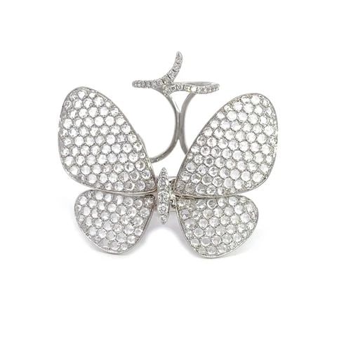 STEPHANIE KANTIS FLUTTER WHITE 5CT DIAMOND 18K GOLD MOVABLE BUTTERFLY RING (1 of 1)