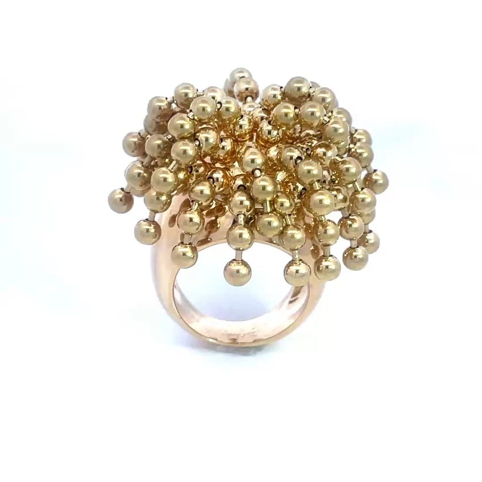 CARTIER PERRUQUE GOLD TOGGLE RING 18K YELLOW BEADED STYLE PAPER BOX: This eye-catching vintage ring is by Cartier from the Perruque Toggle Collection, it is signed by the renowned brand Cartier in 18k yellow gold with a high polished finish. This ring features a dome s