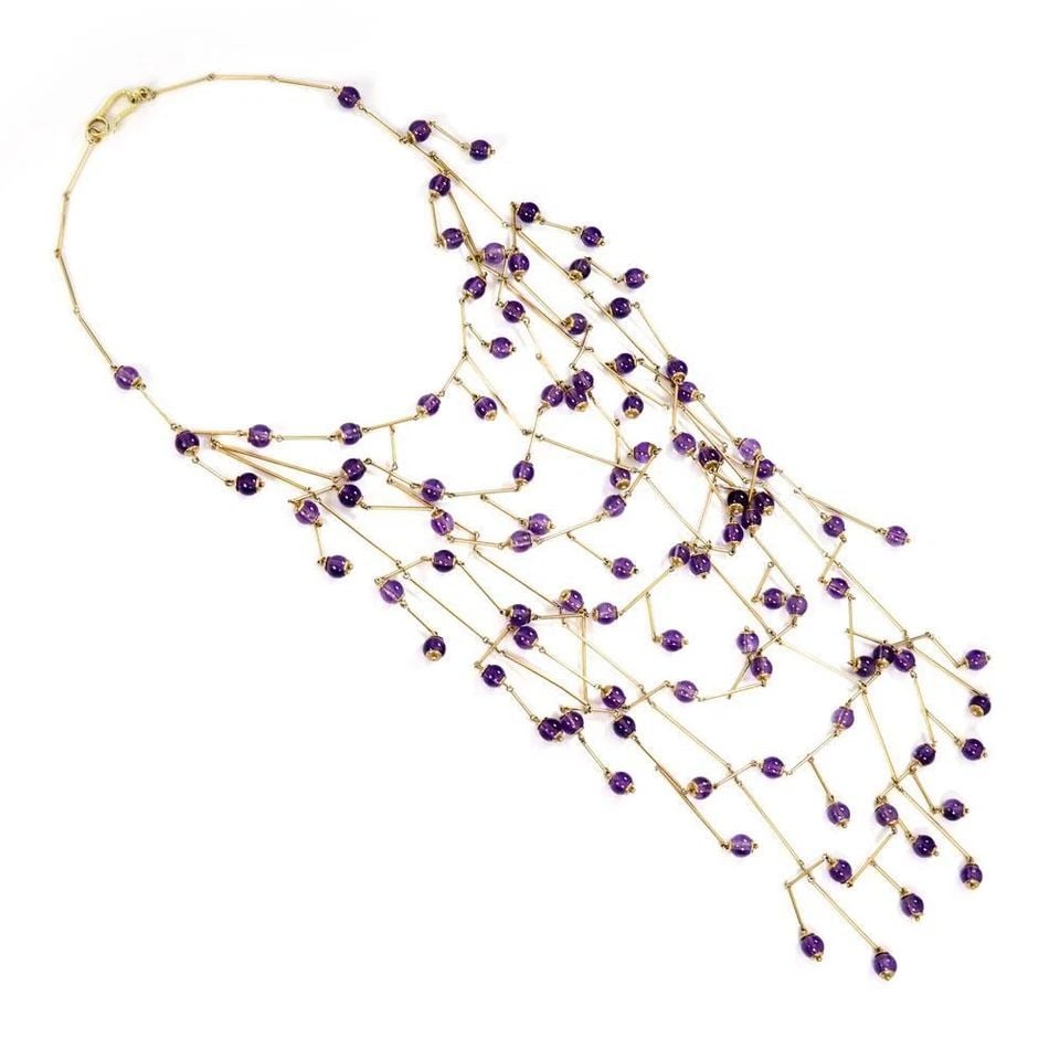 GUCCI ITALY AMETHYST 18K YELLOW GOLD FESTOON BEADED FANCY DRAPE NECKLACE (1 of 2)