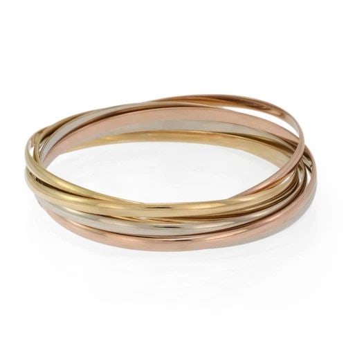 RARE CARTIER TRINITY 18K TRICOLOR GOLD 3.5MM 7 INTERLACED BANGLES W/PAPER (1 of 1)
