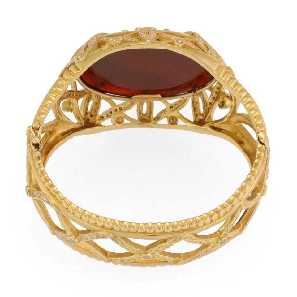 18K DORIS PANOS HONEY DROP CARNELIAN 1CT DIAMOND FANCY X CAGE STYLE BRACELET (1 of 2)