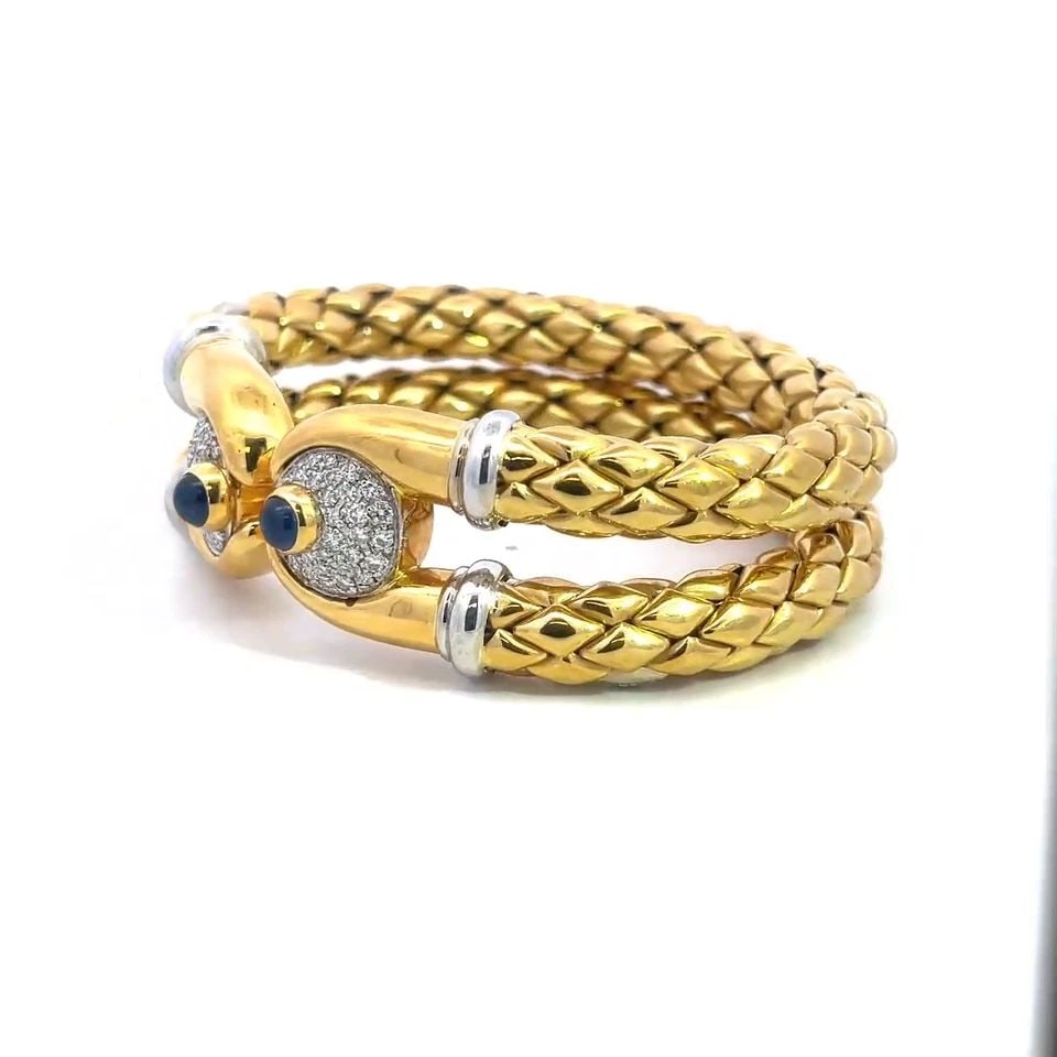 CHIMENTO DIAMOND GEMS GOLD BRACELET DOUBLE ROW RHOMBUS LINK BAND (1 of 1)