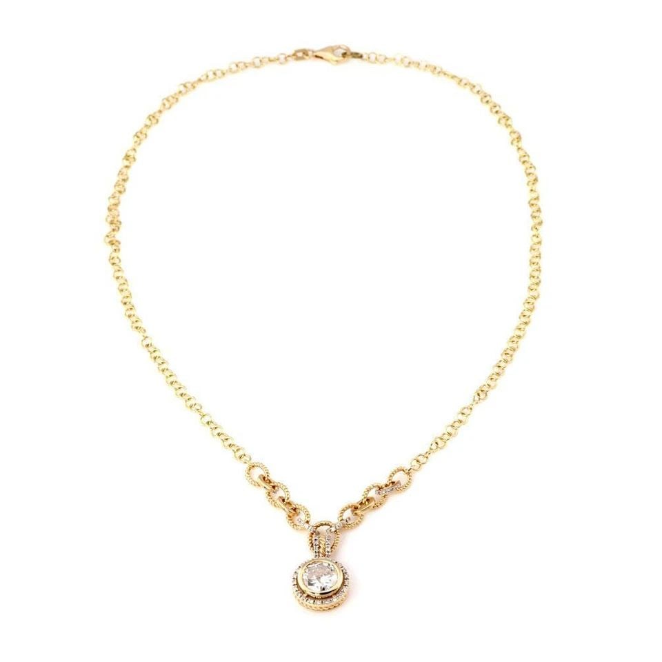 ESTATE 1.92CT SOLITAIRE DIAMOND W/ACCENT 14K GOLD ROUND PENDANT & CHAIN (1 of 2)
