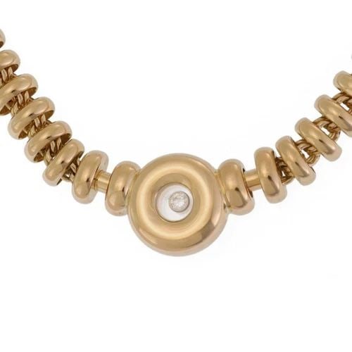 CHOPARD HAPPY DIAMOND 18K YELLOW GOLD ROUND PENDANT FANCY NECKLACE (1 of 1)