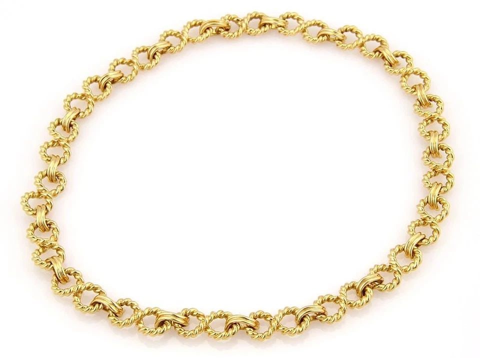 TIFFANY & CO. INFINITY GOLD NECKLACE 18K YELLOW TWISTED WIRE LINK COLLAR STYLE (1 of 2)