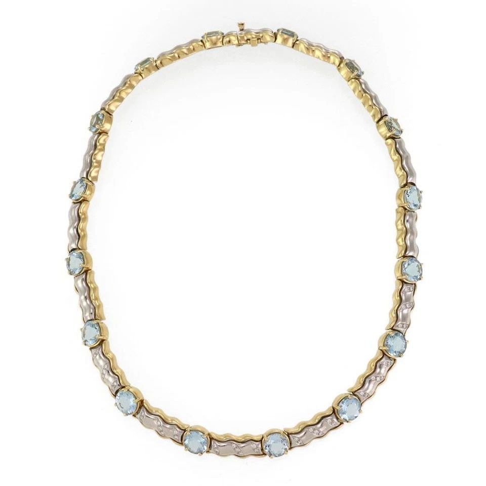 DIAMOND GEMSTONE NECKLACE 18K TWO TONE GOLD COLLAR (1 of 1)