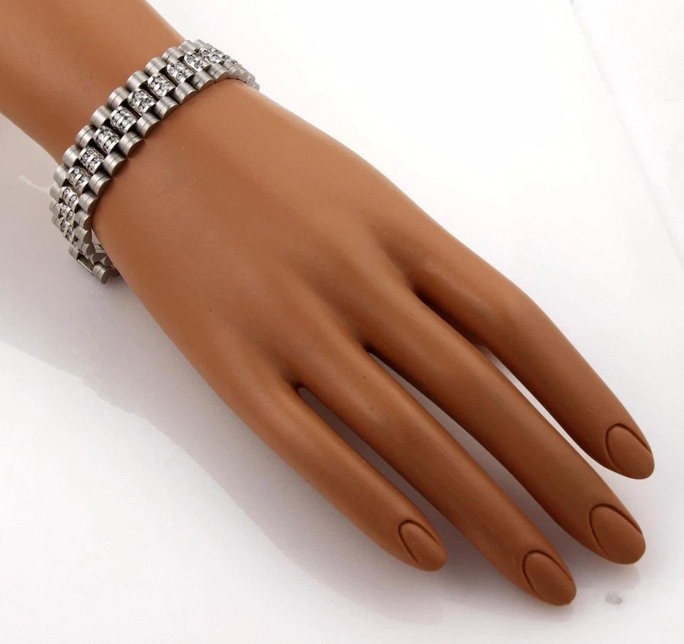 DIAMOND GOLD BRACELET JUBILEE 14K WHITE TEXTURED STYLE (1 of 2)