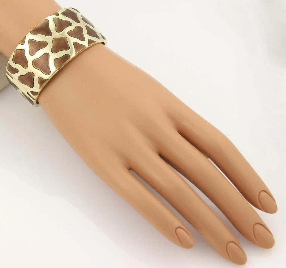 ROBERTO COIN GIRAFFE BRACELET ENAMEL 18K YELLOW GOLD WIDE BANGLE (1 of 2)