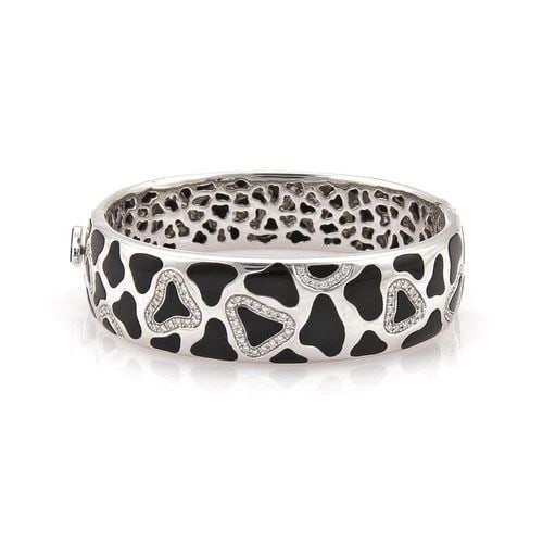 ROBERTO COIN PANDA ONYX DIAMOND 18K WHITE GOLD 18MM WIDE BRACELET (1 of 1)