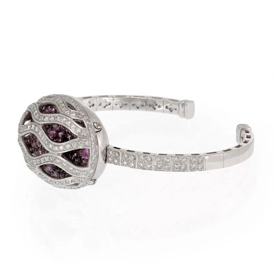 DIAMOND PINK SAPPHIRE RUBELLITE 11CT 18K GOLD FANCY CUFF BRACELET (1 of 2)
