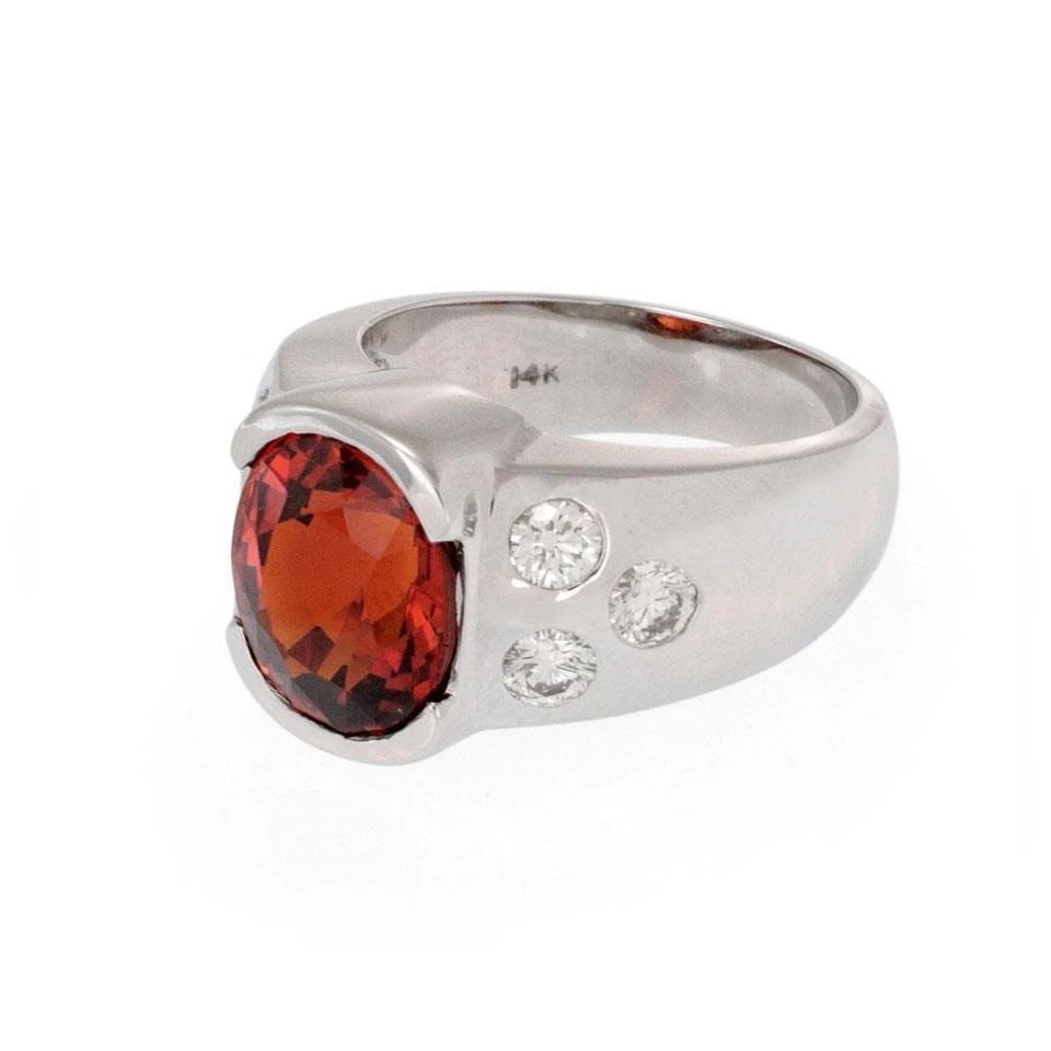 MEN'S MADEIRA CITRINE RING 14.4CT DIAMOND 14K WHITE GOLD (1 of 2)