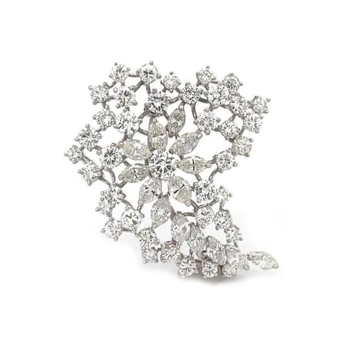 PLATINUM GOLD 7.5CT DIAMOND FLORAL SPRAY BROOCH/PENDANT (1 of 1)
