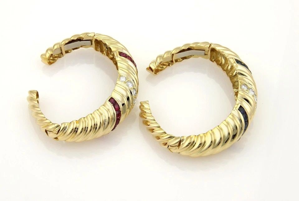 DIAMONDS & GEMS GOLD BRACELETS 18K YELLOW SET OF 2 CUFFS STYLE (1 of 2)