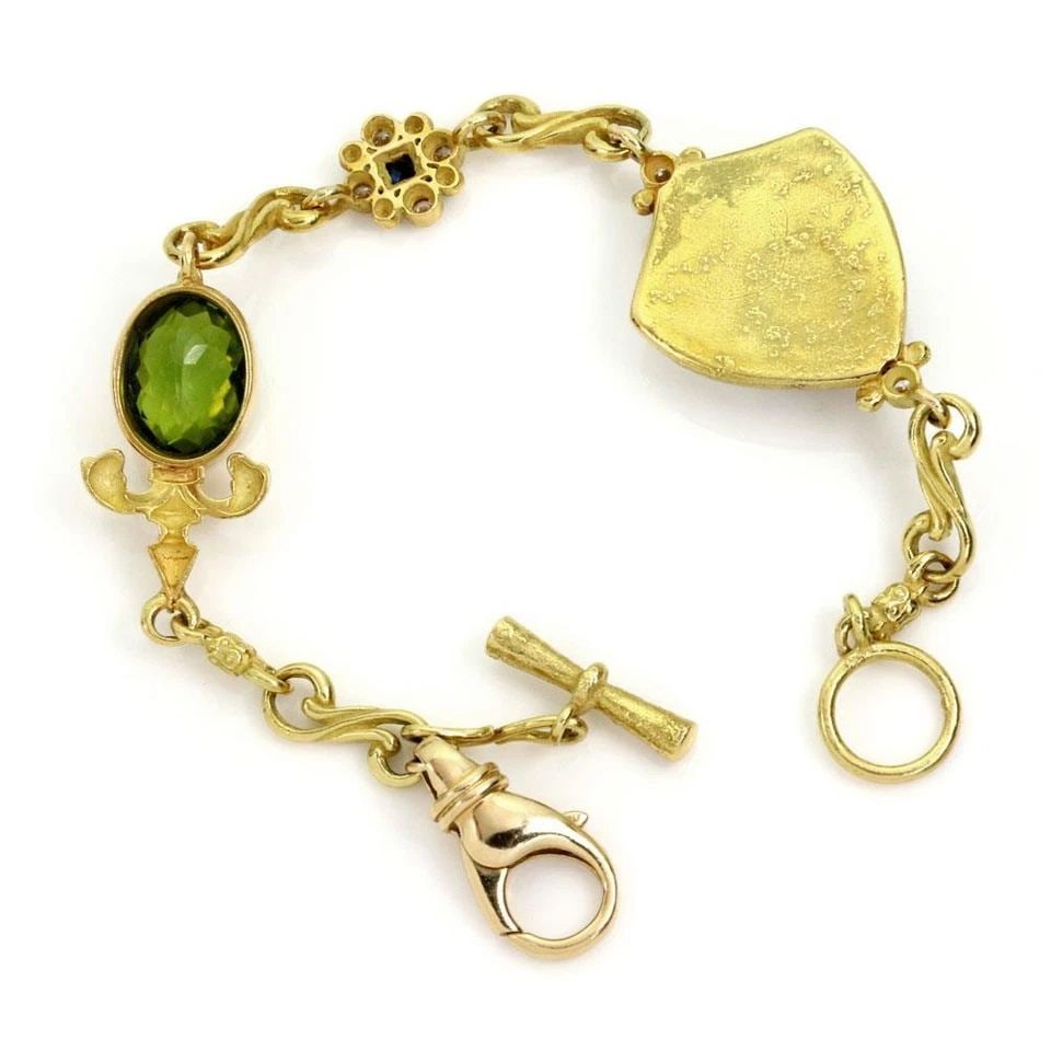 CONTEMPORARY TESORA 9.72CT DIAMOND & GEMS ENAMEL FACE CHARM BRACELET (1 of 2)