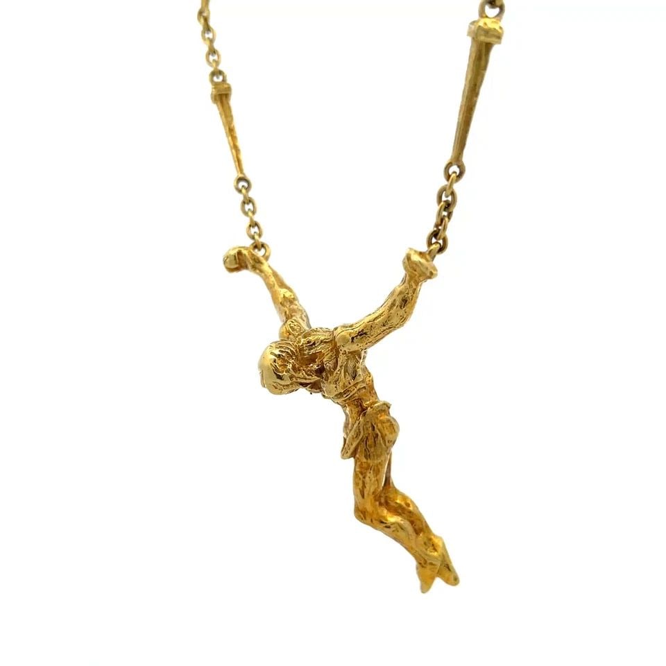 SALVADOR DALI CHRISTO DE SAN JUAN 18K GOLD JESUS PENDANT CHAIN NECKLACE (1 of 2)