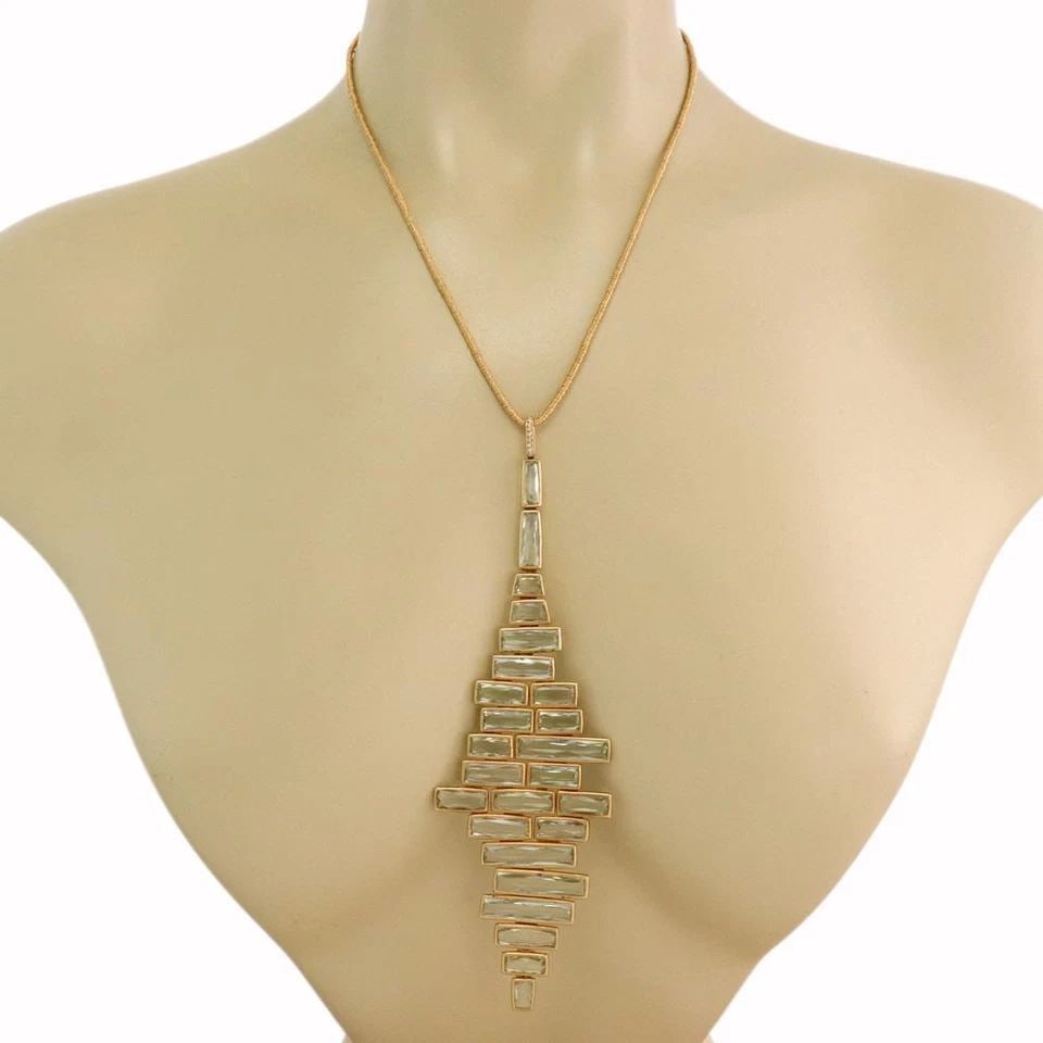 H.STERN AQUAMARINE DIAMOND 18K YELLOW GOLD ASYMMETRICAL PENDANT NECKLACE (1 of 1)