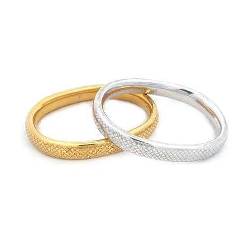 GUCCI 18K GOLD BRACELETS SET OF 2 BANGLES TWO TONE OVAL DOME SHAPE (1 of 1)