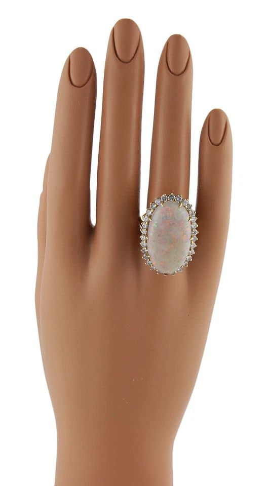 DIAMOND OPAL GOLD RING/PENDANT 18K YELLOW 14.5CT OVAL COCKTAIL STYLE (1 of 2)