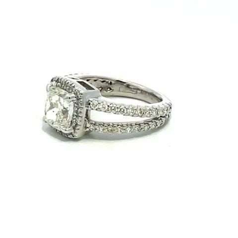 DIAMOND CUSHION GIA 2.00 CARAT W/ACCENT ENGAGEMENT RING CERTIFIED (1 of 2)
