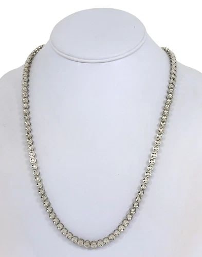 DIAMOND NECKLACE 14K WHITE GOLD ROUND LINK 30.25" LONG BEZEL SET (1 of 1)