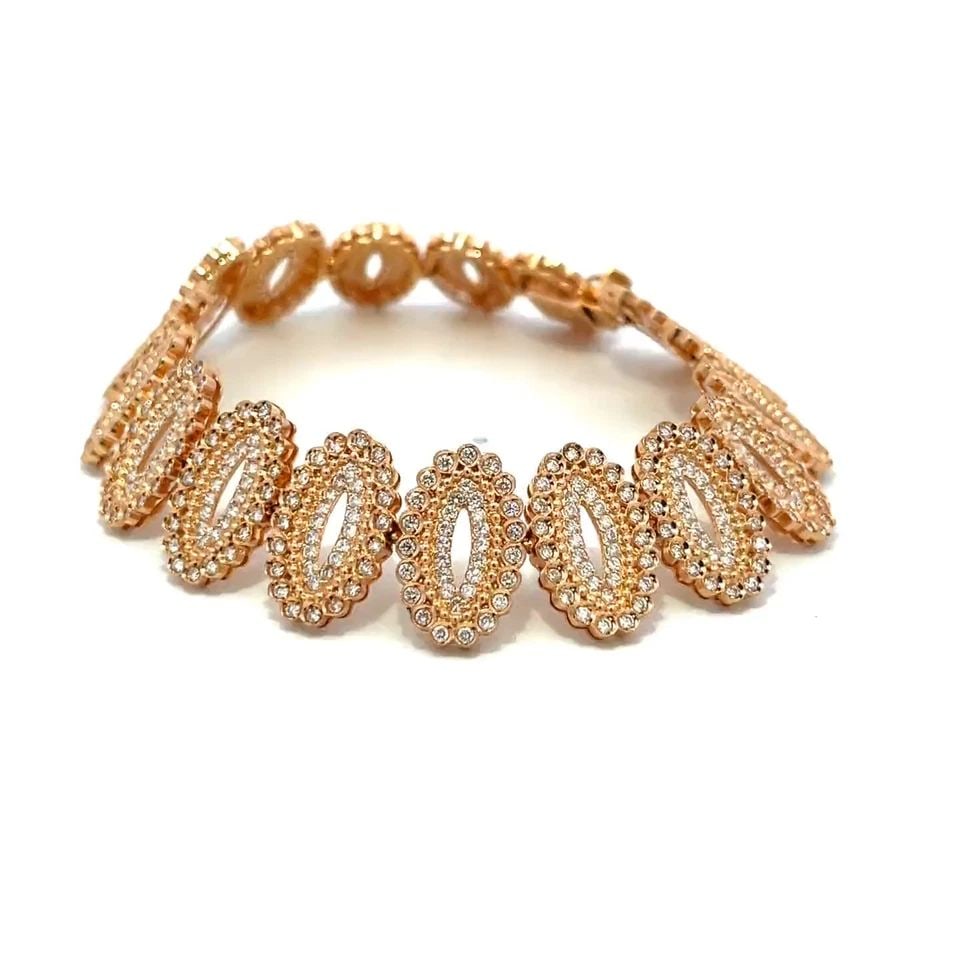 CARLA AMORIM 5CT DIAMOND 18K ROSE GOLD 16MM WIDE OVAL LINK BRACELET (1 of 2)