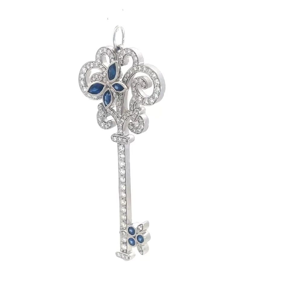 TIFFANY & CO. ENCHANT BUTTERFLY KEY PENDANT DIAMOND SAPPHIRE PLATINUM (1 of 1)