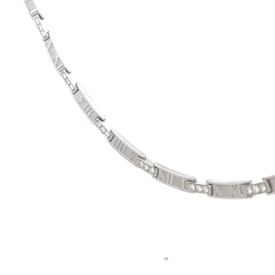 70493 TIFFANY & CO. DIAMOND GOLD ATLAS NECKLACE 18K WHITE ROMAN NUMERAL COLLAR (1 of 2)