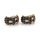 ROBERTO COIN ENAMEL EARRING 18K GOLD DIAMOND FEATHER DESIGN HUGGIE STYLE (1 of 1)