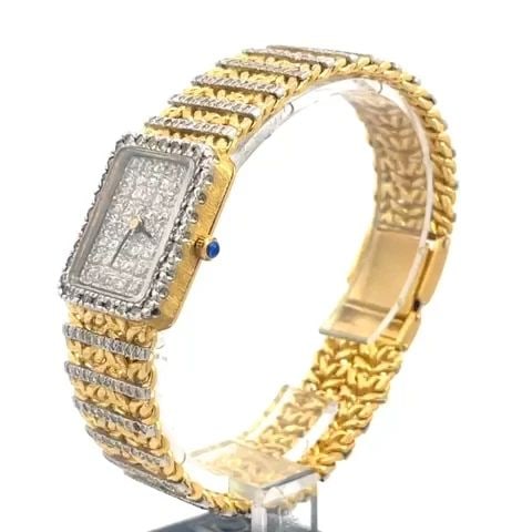 LUCIAN PICCARD WATCH DIAMOND GOLD LADIES WOMEN'S 18K SOLID GOLD: LUCIAN PICCARD WATCH DIAMOND GOLD LADIES WOMEN'S 18K SOLID GOLD This vintage authentic lady's wristwatch by Lucien Piccard, it is crafted from 18k yellow and white gold featuring a rectangle case with