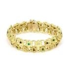 DIAMOND SAPPHIRE EMERALD 18K YELLOW GOLD DOUBLE ROW FLORAL LINK BRACELET (1 of 1)