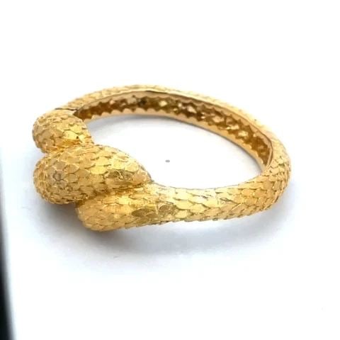 GOLD 18K SNAKE SCALE BANGLE YELLOW HINGED 3 ROW STYLE (1 of 2)