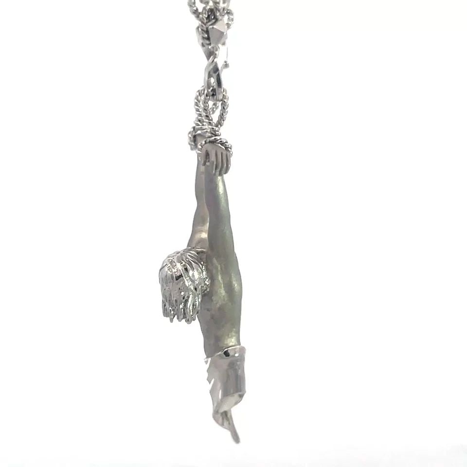 CARRERA Y CARRERA GOLD CHRIST NECKLACE 18K WHITE VERSION OF DALI CHRIST (1 of 2)