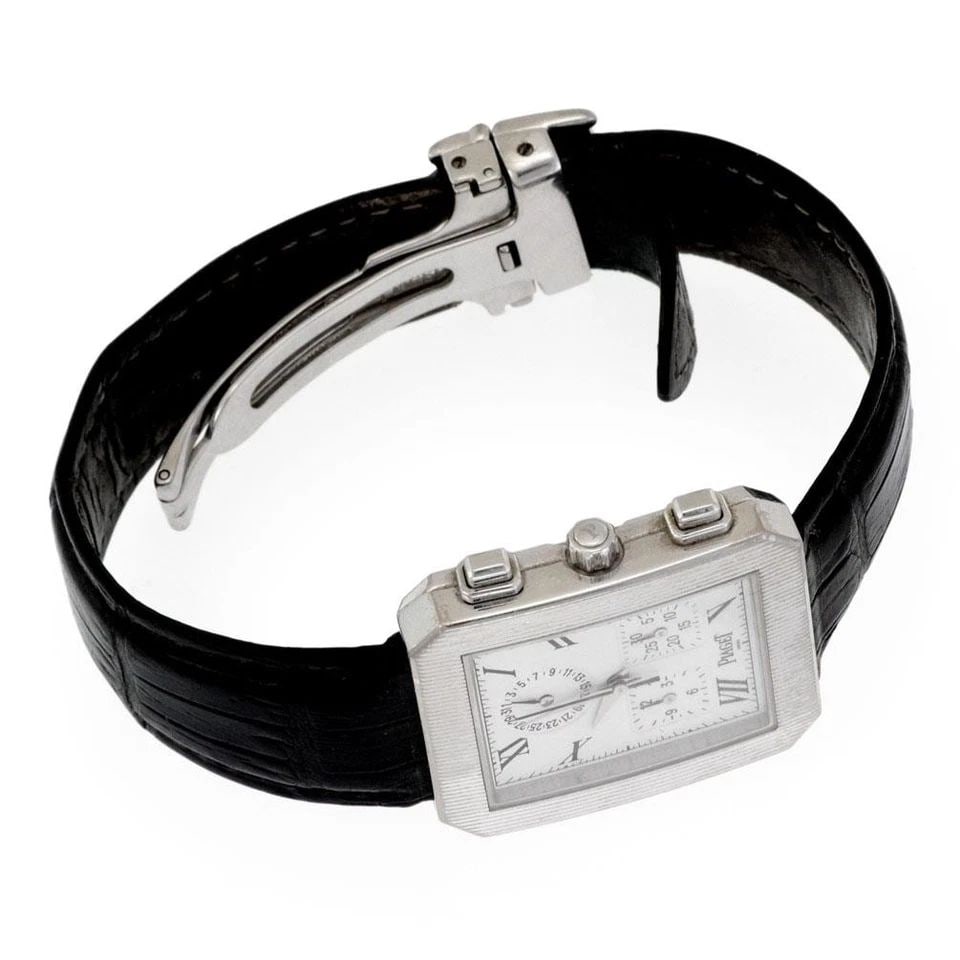 PIAGET WATCH PROTOCOLE 18K WHITE GOLD MEN'S CHRONOGRAPH LEATHER BAND #14254 (1 of 2)
