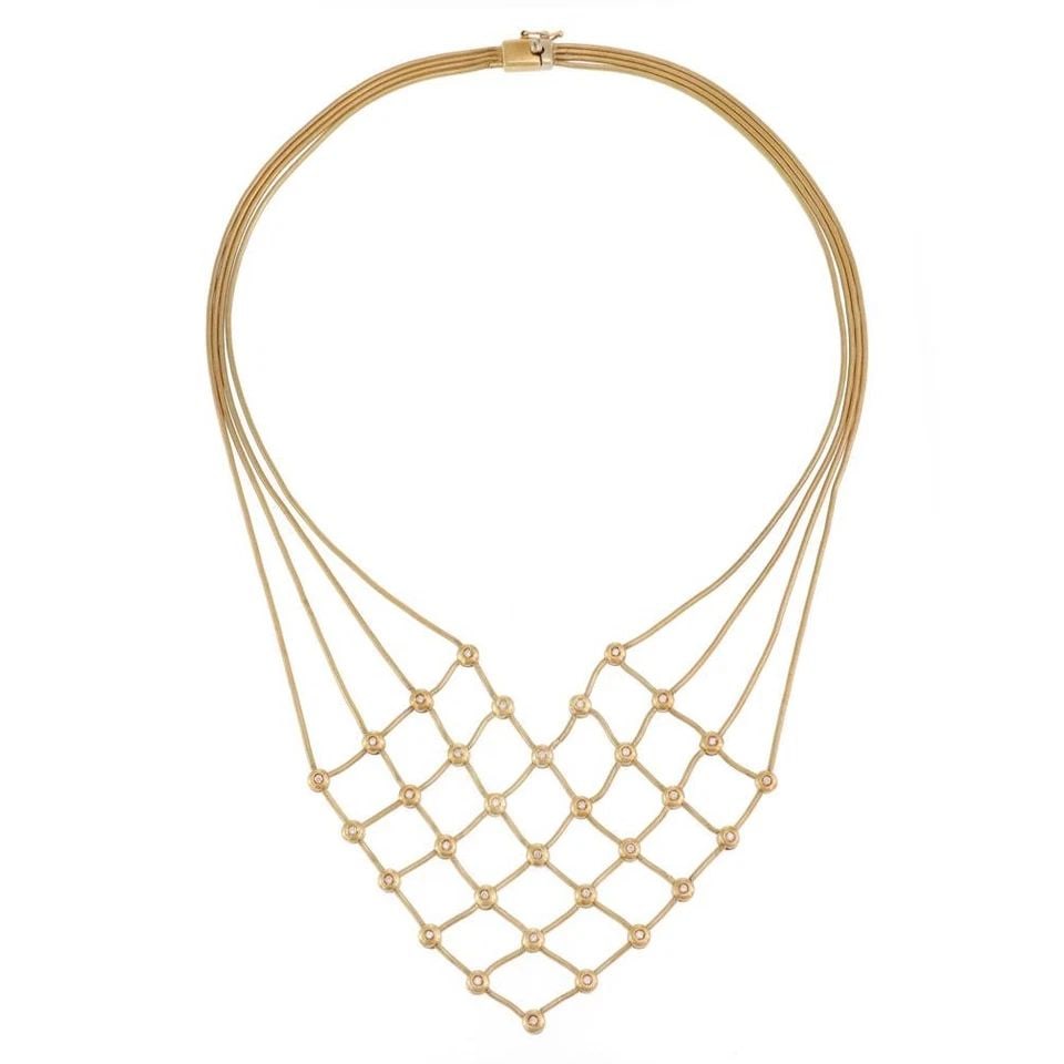 ESTATE DIAMONDS 18K YELLOW GOLD WEB BIB 4 SNAKE CHAIN NECKLACE (1 of 1)