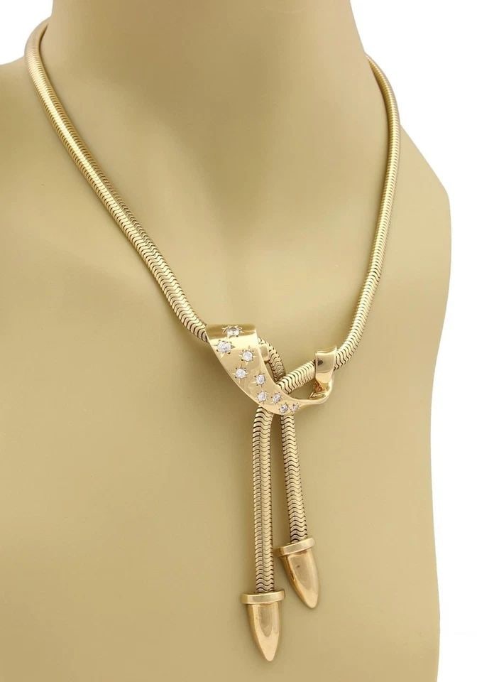 DIAMOND GOLD NECKLACE 14K RETRO TASSEL PENDANT VINTAGE (1 of 2)