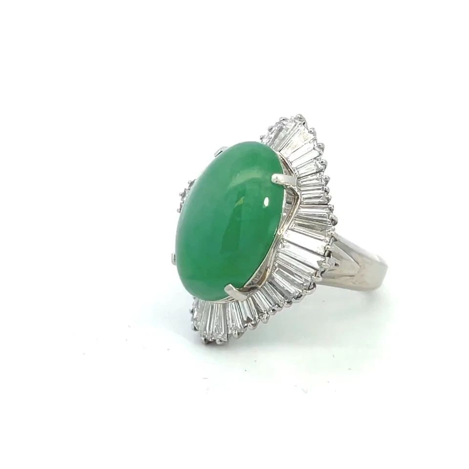 STUNNING 18.15CT JADE BAGUETTE DIAMOND PLATINUM BALLERINA RING SIZE 6 (1 of 1)