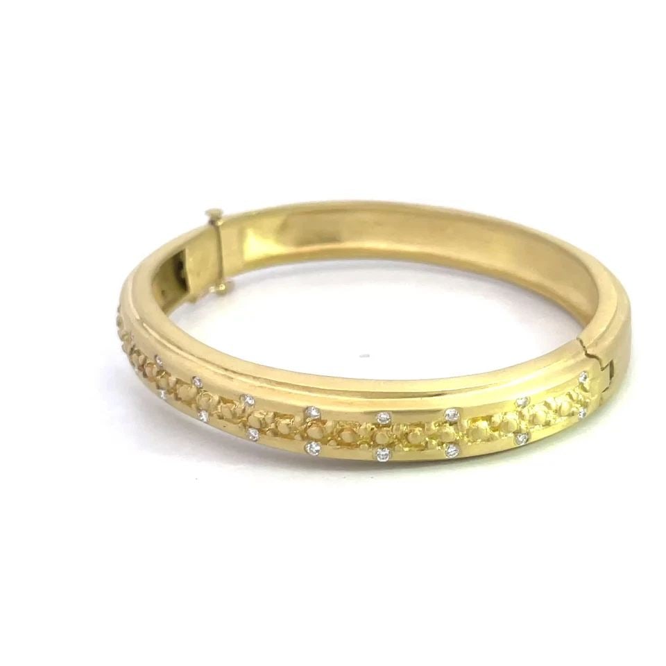 DORIS PANOS DIAMOND GOLD BRACELET BANGLE 18K YELLOW HINGED BEAD STYLE (1 of 2)