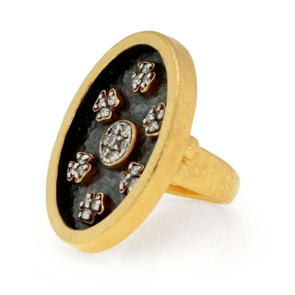 GURHAN DIAMOND 24K HAMMERED GOLD LARGE OVAL RING SIZE 5.75 (1 of 2)
