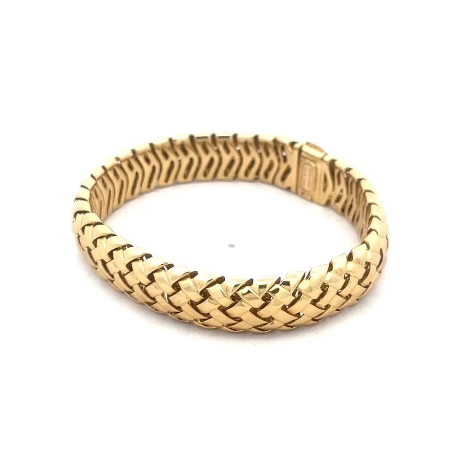 TIFFANY & CO. VANNERIE GOLD BRACELET 18K YELLOW WOVEN STYLE FLEX LINKS BOX (1 of 2)