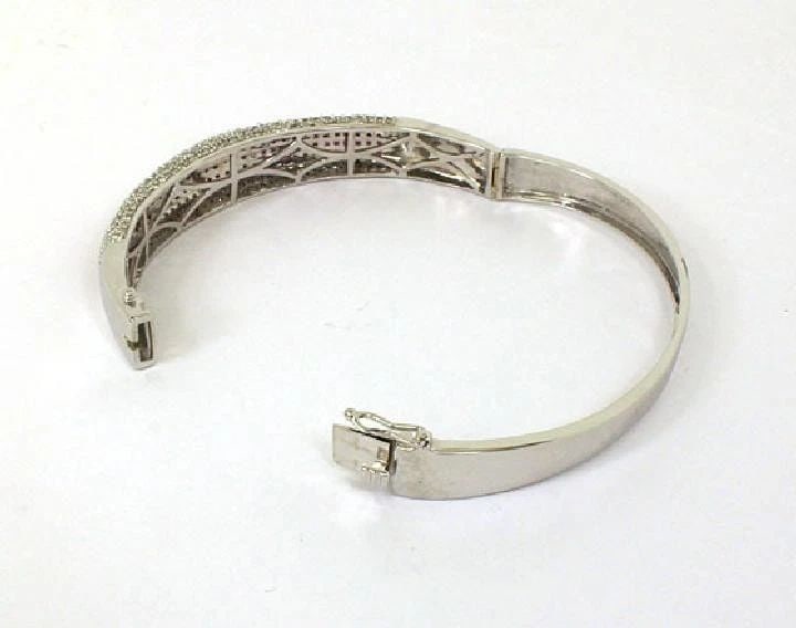 DIAMOND PINK SAPPHIRE BRACELET GOLD 14K WHITE BANGLE (1 of 1)